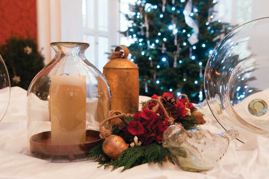 Recycled glass domes from Arhaus top soy candles.
